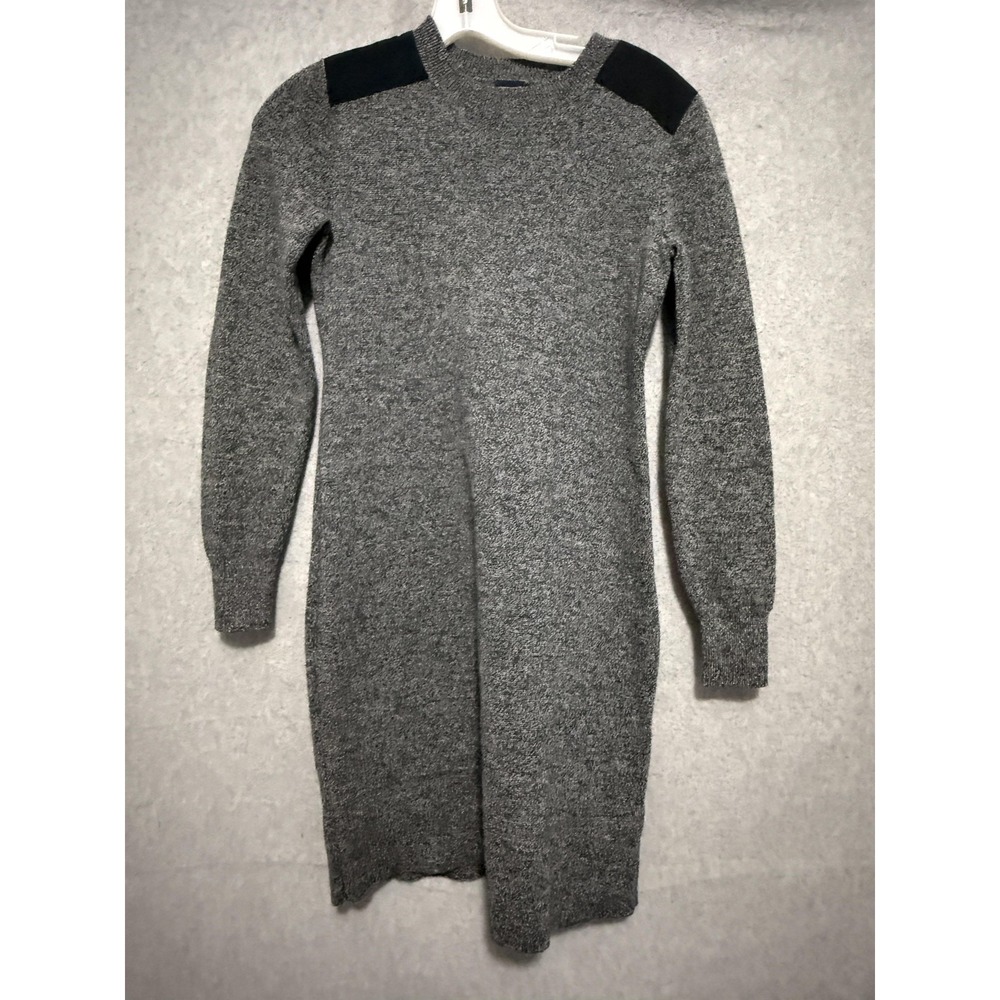 Gap Dress Womens S Gray Merino Wool Sweater Mini Long Sleeve‎ Shoulder Patch